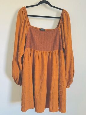 VICI Ribbed Knit Top dress in Rust Orange